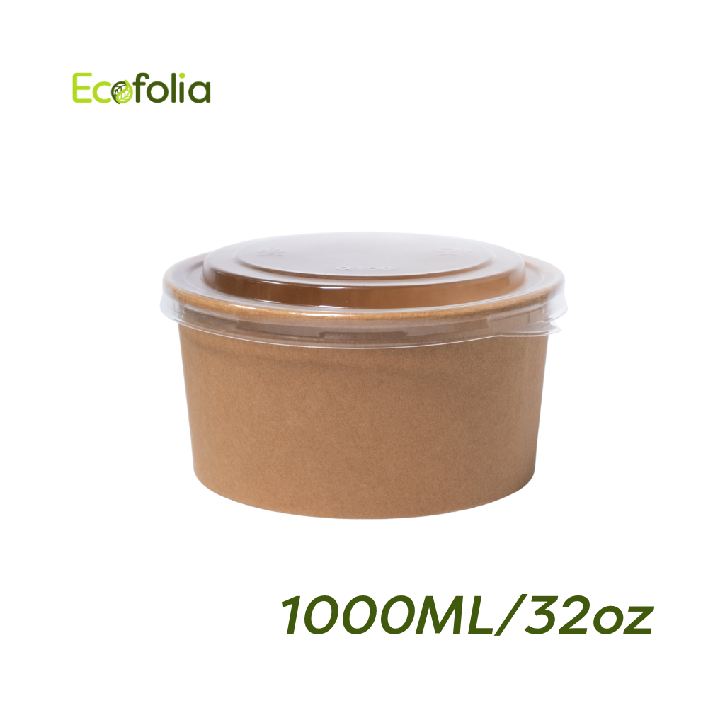 BOWL KRAFT 1000ml CON TAPA 32 oz