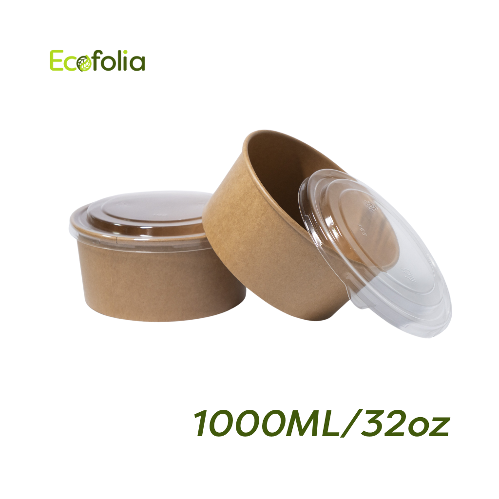 BOWL KRAFT 1000ml CON TAPA 32 oz