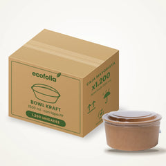Caja de Bowls Kraft 1500ml con Tapa PP