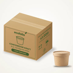 Caja de Contenedores Kraft 8 oz con tapa cartón
