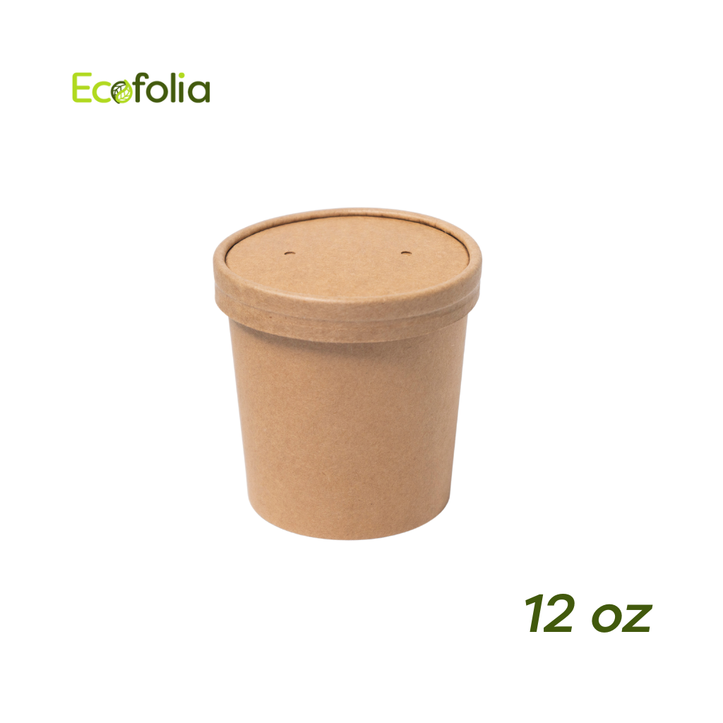 Contenedor Kraft 12 oz con tapa carton